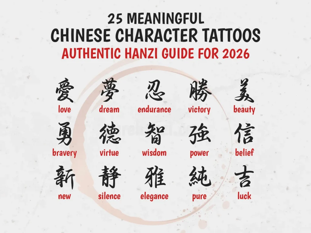 Comprehensive guide to Chinese character tattoo meanings and calligraphy symbols for 2026 by PureHanzi.