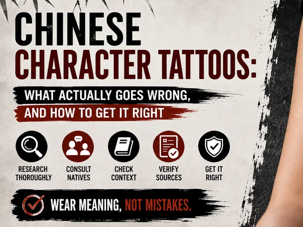 Comprehensive guide on Chinese character tattoo mistakes, correct calligraphic styles, and verified Hanzi translations by Pure Hanzi.